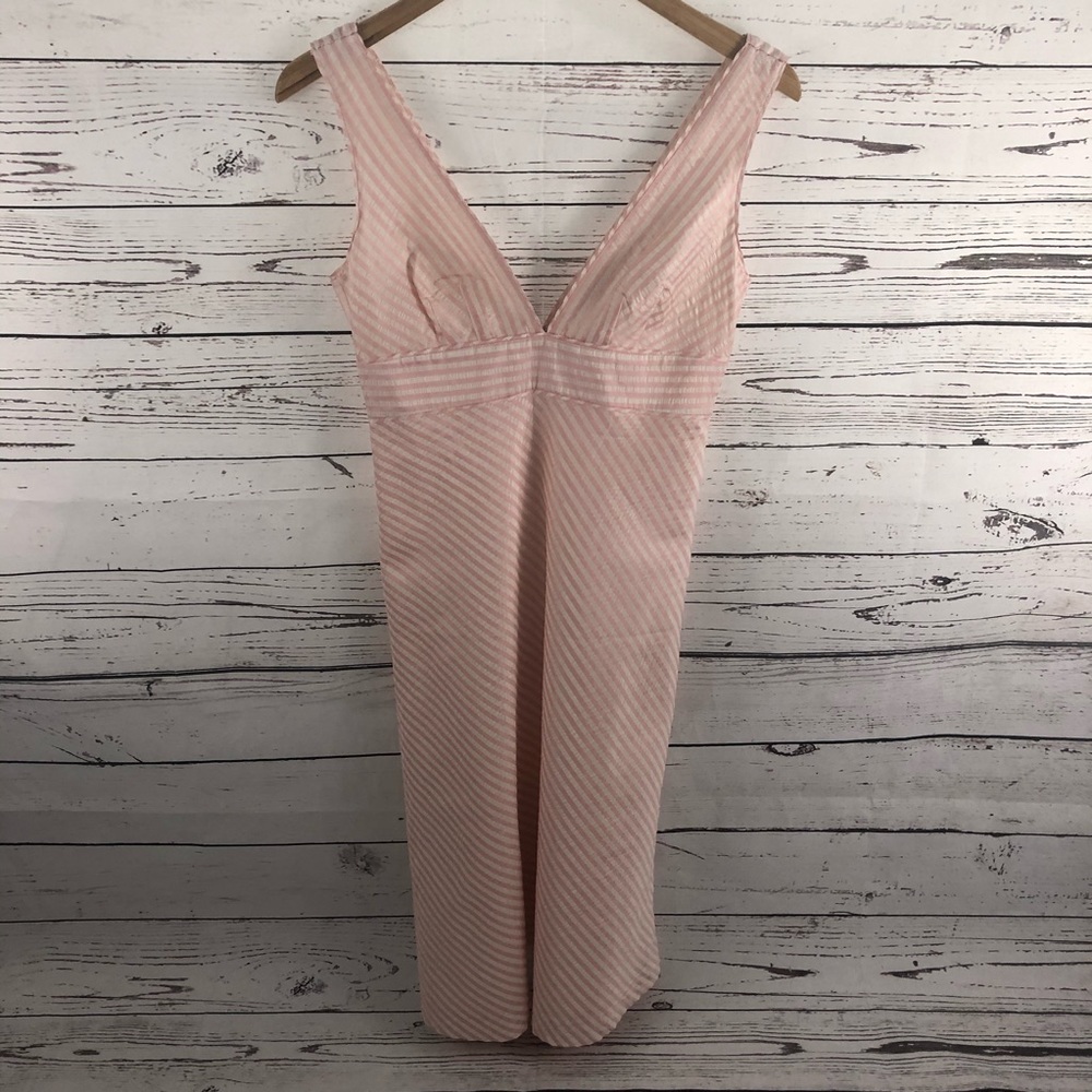 J. Crew Pink Striped Sleeveless V-Neck Dress
